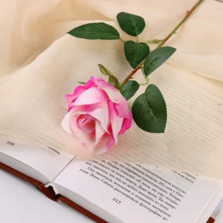Artificial flowers "Rose charm" 6x46 cm, white-pink