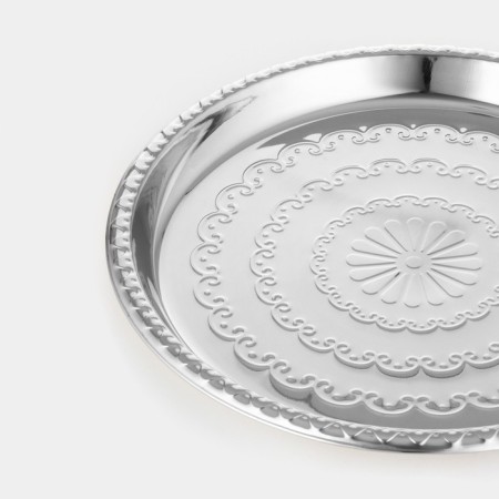 Stainless steel tray is round “Laughing”, D = 33 cm, silver color-2