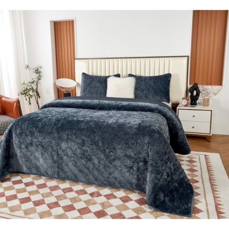 The bedspread with pillowcases Sofi de Marko "Rosalin", size 240x260 cm, 50x70 cm - 2 pcs, color anthracite-1