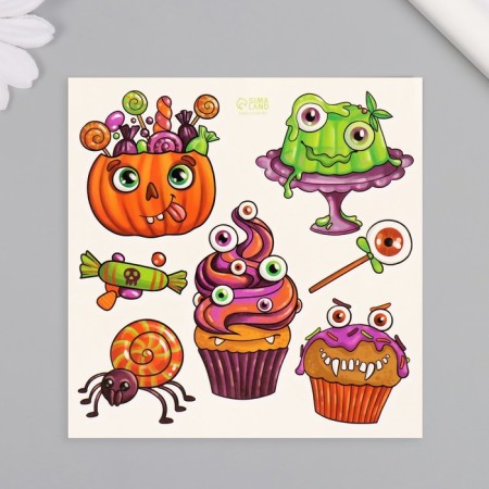 Tattoo on the body color "terrible sweets" 10x10 cm