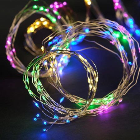 Garland "Curtain" 2.8 × 3 m dew on hooks, with a remote control, IP20, silver thread, 300 LED, glow of multi, 8 modes, USB-2