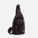 Male sling bag, artificial leather, headphone opening, brown color