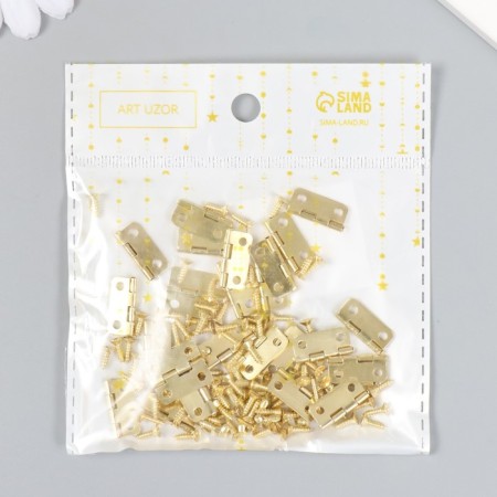 Loop for a casket metal with rounded corners gold + screws set 25 pcs 1.6x1.3 cm-3
