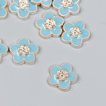 Decor for creativity Plastic "Flower" Blue, gold 0.3x1.8x1.8 cm
