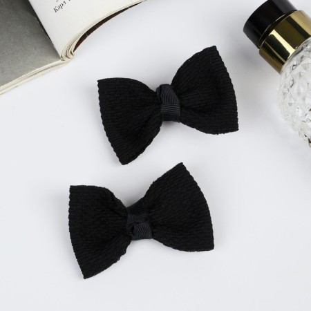 Hair clip "Schoolgirl" (set 2 pcs) texture, 6 cm, black