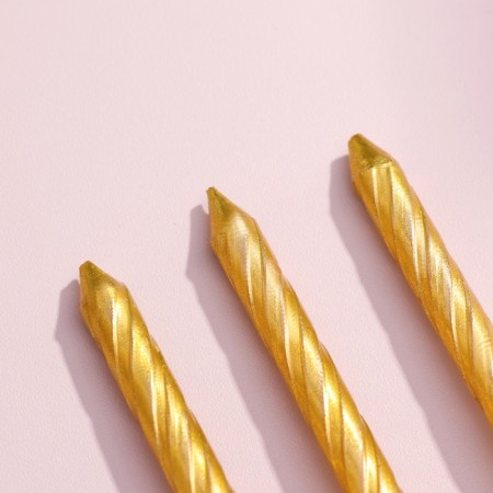 Candles in the cake "Spiral", 6 cm, gold, set 10 pcs-1