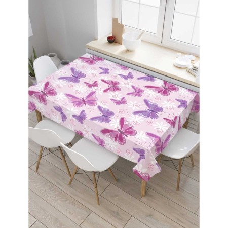The tablecloth on the table "Pattering with butterflies", rectangular, Saten, size 145x180 cm