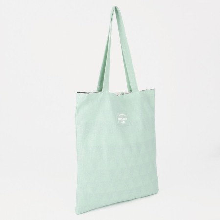 The shop bag is double-sided, without fastening, external pocket, mint color