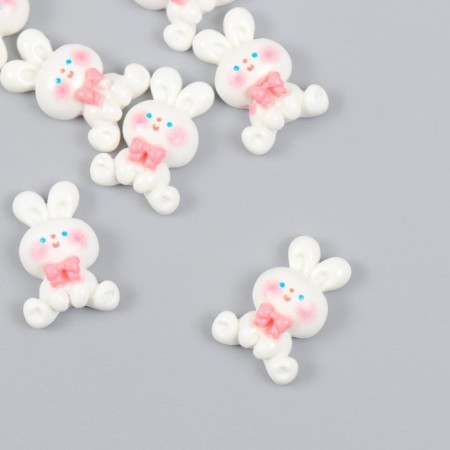 Decor for creativity Plastic "White Bunny with a bow" set 10 pcs 2x1.2 cm