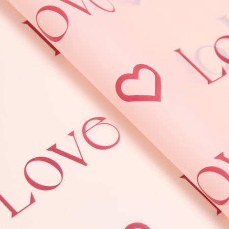 Film for flowers matte, "love", 0.57x10m, pink-3