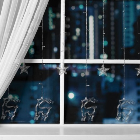 Garland “fringe” 2.4 × 0.9 m with nozzles “deer”, ip20, transparent thread, 138 LED, glow warm white, 8 modes, 220 V-1