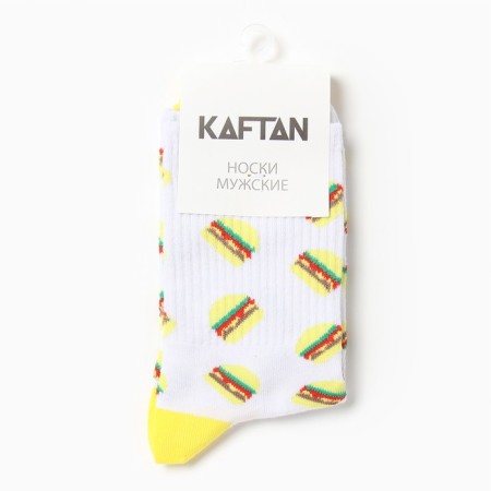 Men's socks "Burgers" size 41-44 (27-29 cm), white-1
