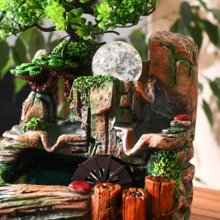 Fountain "Tree on stones, logs" 14x19x20 cm (with backlight)-1