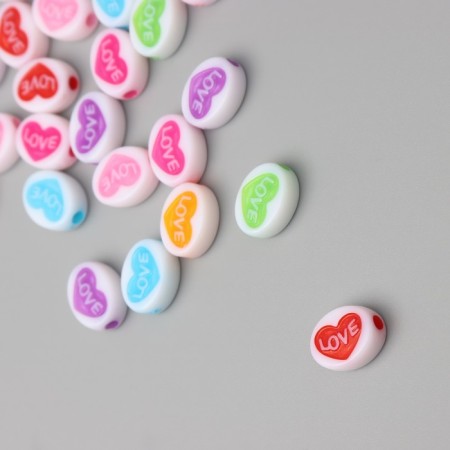 Beads for creativity plastic "Heart in oval" Mix set 20 g 1.3x1x0.5 cm-1