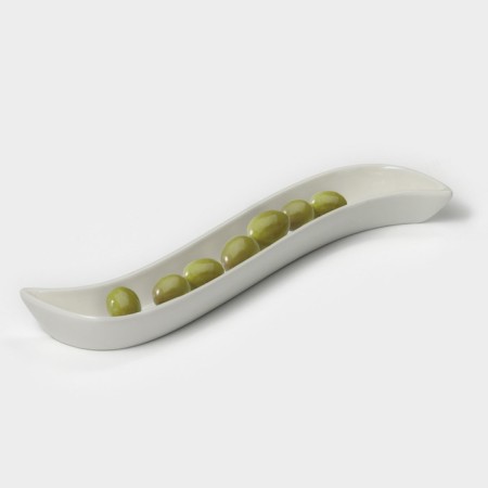 Ceramic Ceramic Oliva dish, 150 ml, 26 × 9 × 3 cm, white color