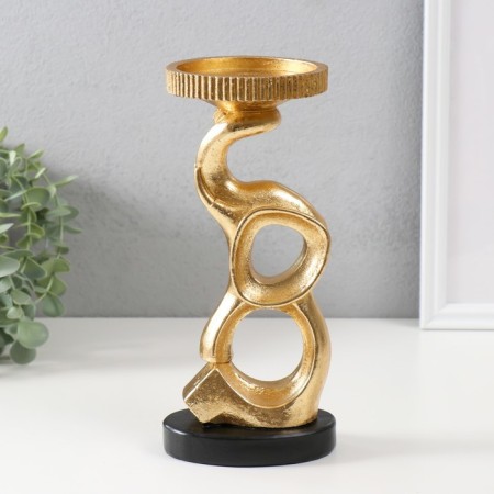 Polystone candlestick for 1 candle "Abstraction. Elephant" Gold 10.9x9.5x23.8 cm