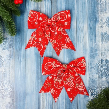 Jewelry decoration "Classic Snowman" (set 2 pcs) 15x13 cm, red