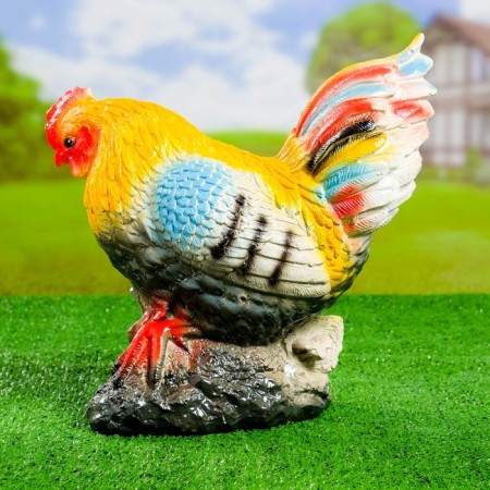 Garden figure "Rooster with flowers" 33x18x33cm-1
