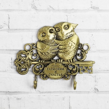 The keybox is wall -mounted "Harmony and Happiness", two owls, 8.7 x 7 cm.-2