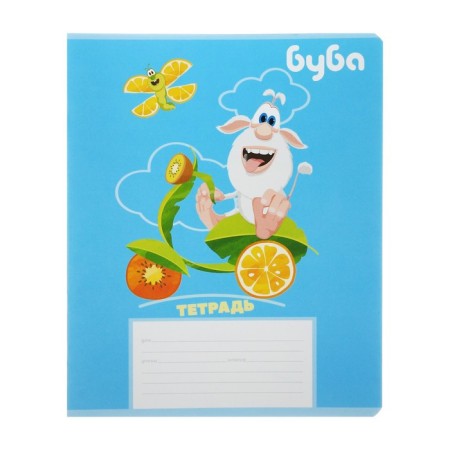 Notebook 12 sheet braids "Buba", cover coated cardboard, rounded corners, unit 65 g/m2, 5v mix-3
