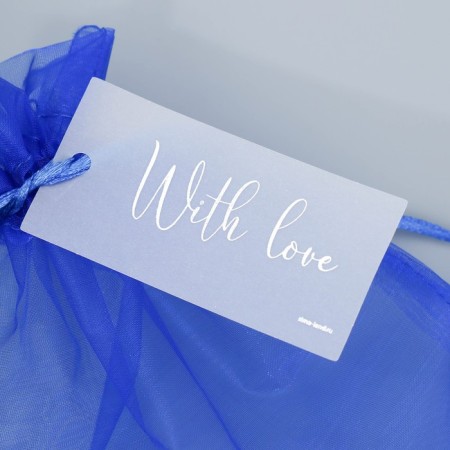 Blue Gift Organza Blue "With Love", with a nameplate 16 x 24 cm +/- 1.5 cm-4