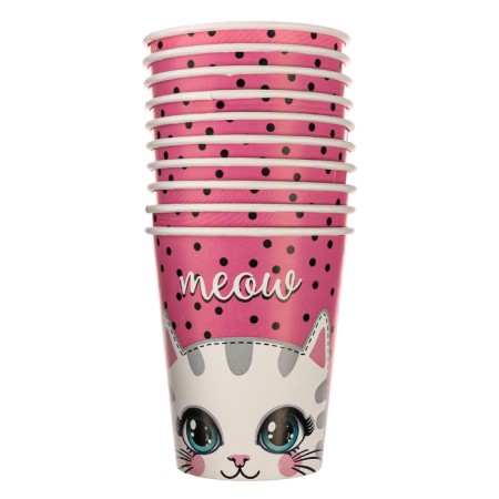 A set of paper dishes is a disposable cute cat ”, 10 glasses, 10 plates-4