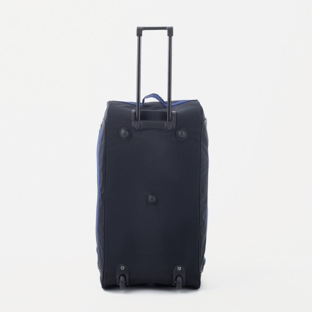 Road bag on wheels, a lightning department, shoes, 3 outer pockets, long belt, black/blue color-2