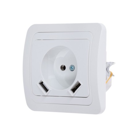 Roset in Home "Classico", 16 a+ 2 USB 2A, single, 230V, built -in, without salary, white