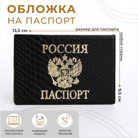 Cover for passport, black color
