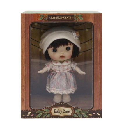 Baby Cute doll, in a hat and dress, 18 cm