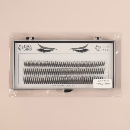 A set of overhead eyelashes "Lastochkin tail", bundles, 10, 12, 14 mm, thickness 0.1 mm, bend D, 12 D-5