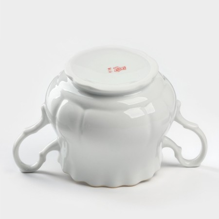 Porcelain sugar tower with a lid, 550 ml, white color-4