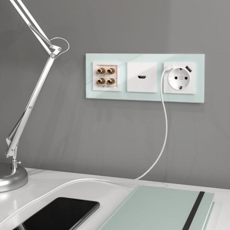 Grounding socket, curtains and USBX2 WL01-SKGS-USBX2-IP20, white-1