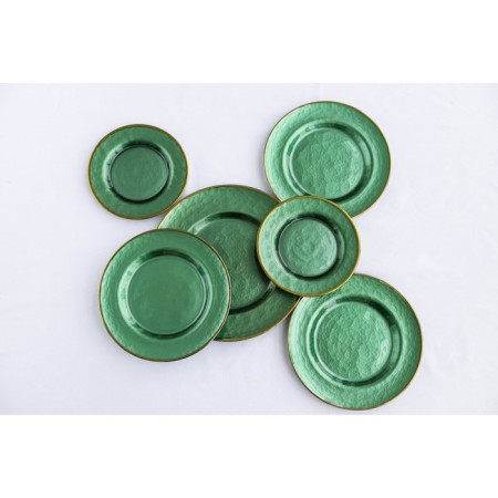 Glass Play of Emerald, D = 32.5 cm, green color with gold chasing-3