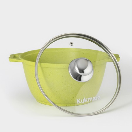 Trendy Style, 3 liter pan, glass cover, anti -stick coating, green color-1