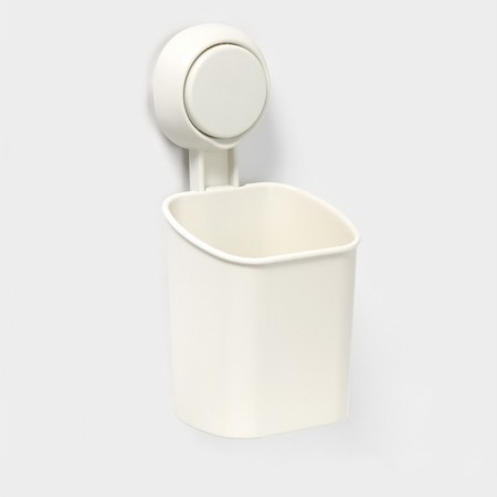 Holder for toothbrushes on a vacuum suction cup, 9 × 7.7 × 19 cm, white color