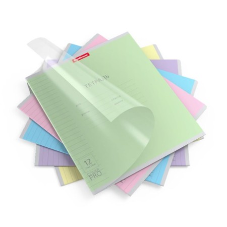 Notebook 12 sheets in the Erichkrause line "Coverpro classic", plastic cover, offset unit, mix in spike