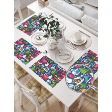 A set of napkins for setting the New Year mood table, rectangular, size 32x46 cm, 4 pcs