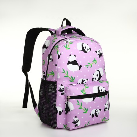 School backpack on lightning, 3 outer pockets, lilac color
