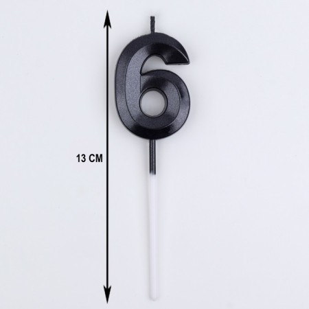 Candle in the cake on the skewer "Fine", the number "6", black, 5 cm-5