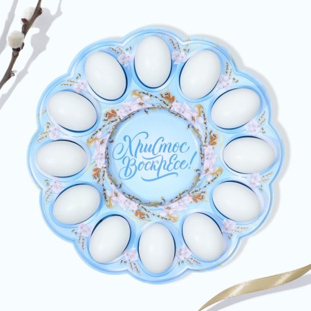 Easter stand for 12 eggs and kulich "Christ is risen!" on Easter, 30 x 30 cm.-3