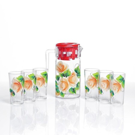 Set for Rosalia juice, art painting, 6 glasses, 1250/200 ml, mix-13