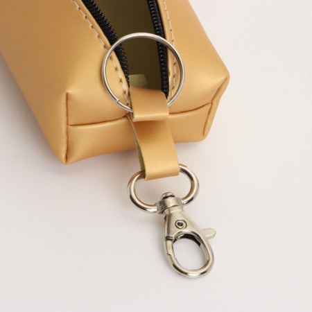 Key of zipper, length 16 cm, ring, carbine, beige color-1