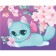 Diamond mosaic for children "Cute cat and sakura" 20x25 cm