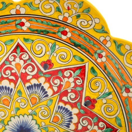 Largan Rishtan ceramics "Flowers", 31 cm, yellow mix, corrugated-13