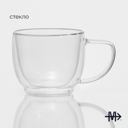 Glass mug with double walls Magistro "Duo", 280 ml, 13.5 × 9.5 × 8 cm-1