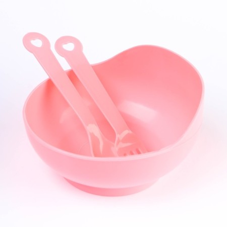 A set of children's dishes, 3 objects: a bowl 250 ml, a spoon, fork, from 5 months., Mix colors-3