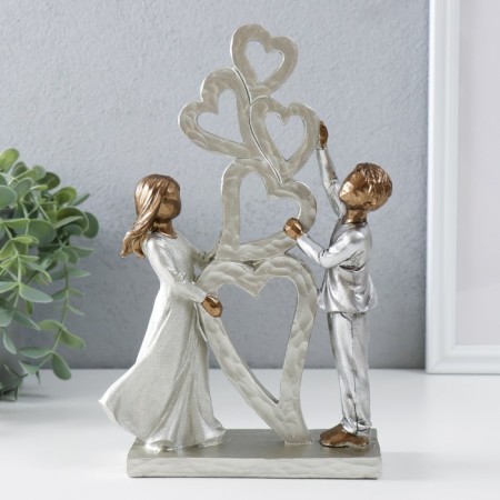 Polystone souvenir "kids and heart installation" bronze, silver 15.5x6x23 cm