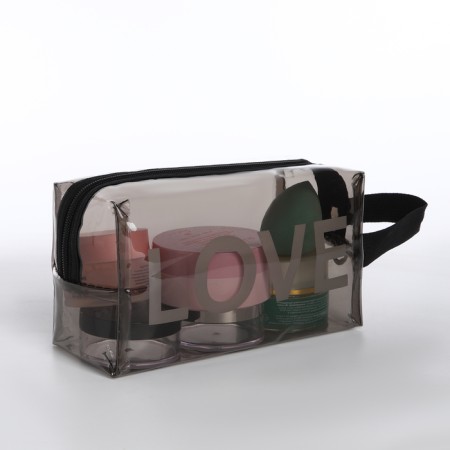 Cosmetic bag with lightning, black/transparent color