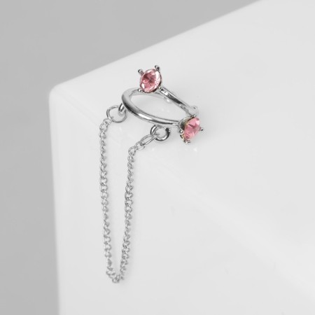 Earr "Kaff" two rings, pink color in silver-1